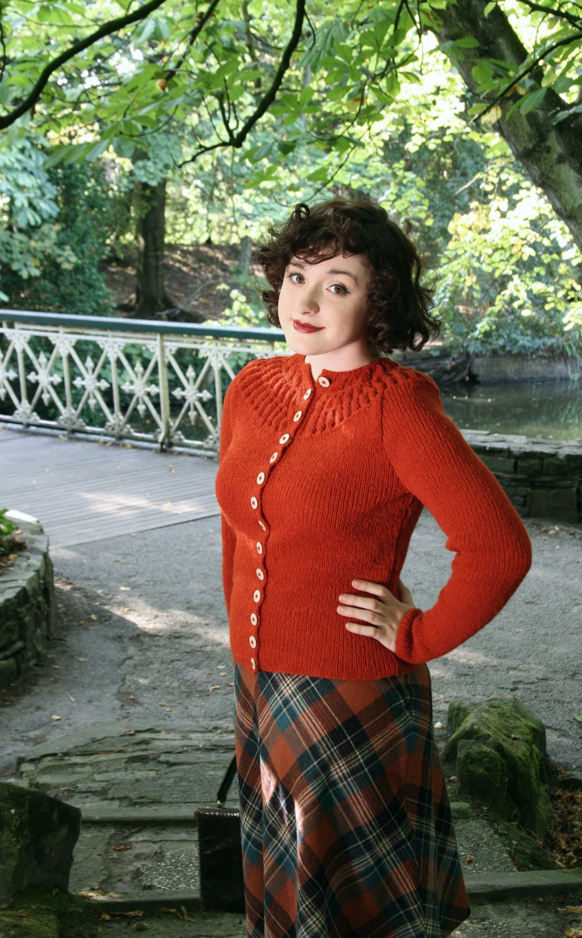 A warm jacket with an unusual bubble-stitch yoke