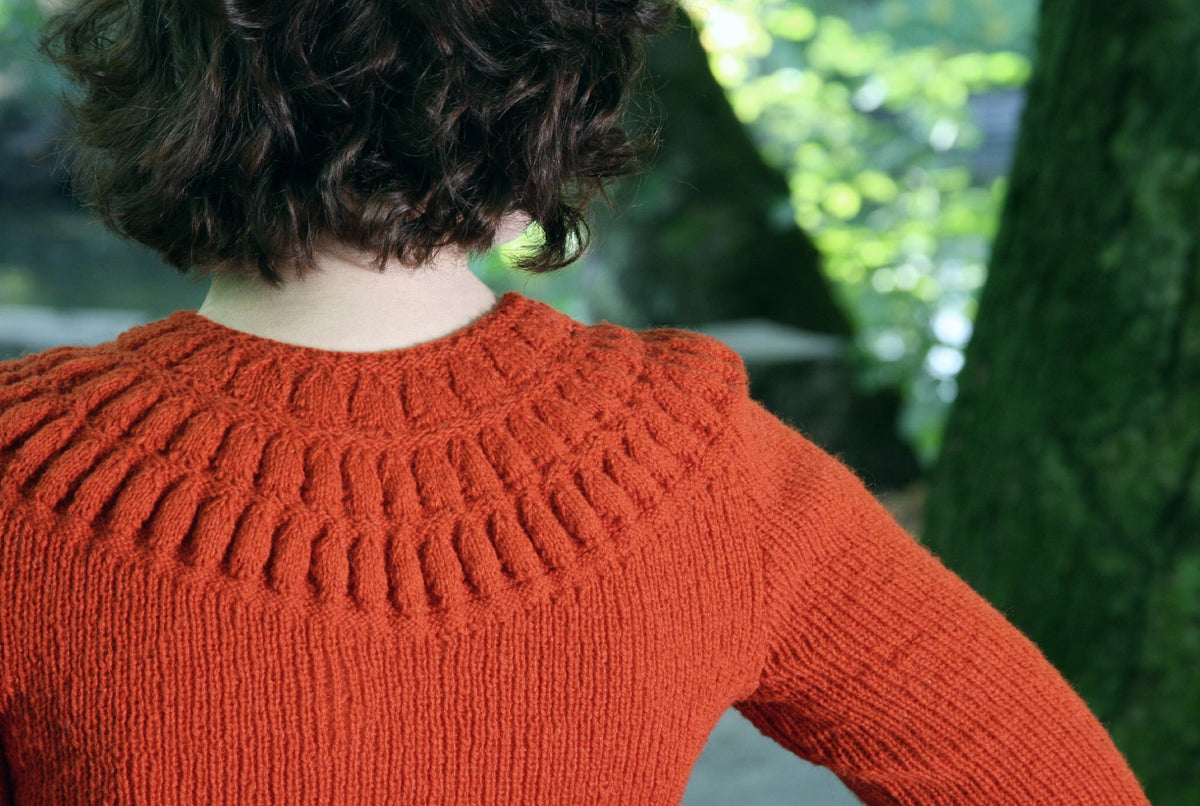 A warm jacket with an unusual bubble-stitch yoke
