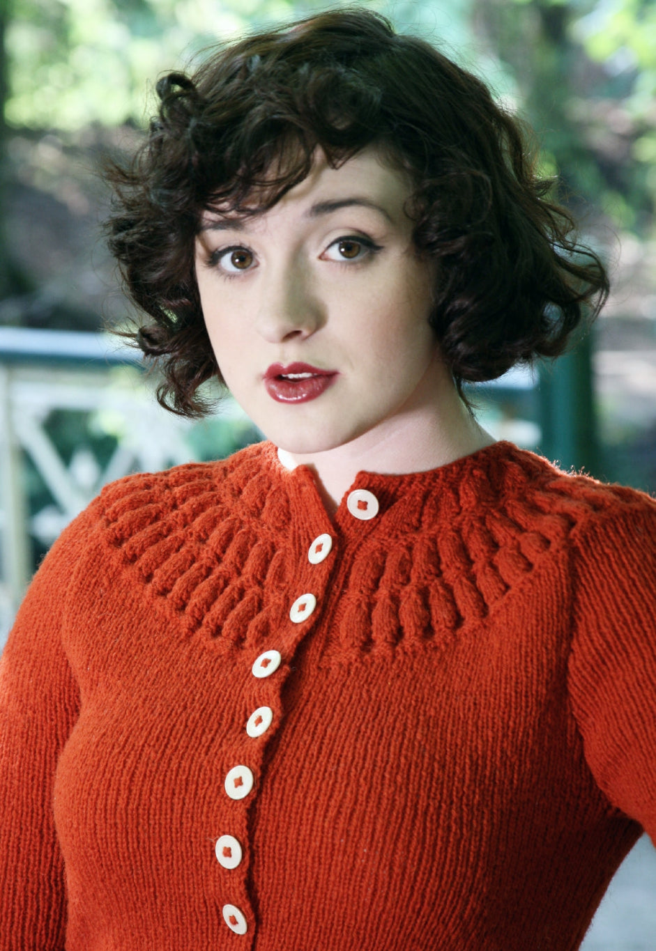 A warm jacket with an unusual bubble-stitch yoke
