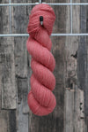 A single skein of soft but warm pink yarn, reminiscent of apple blossom