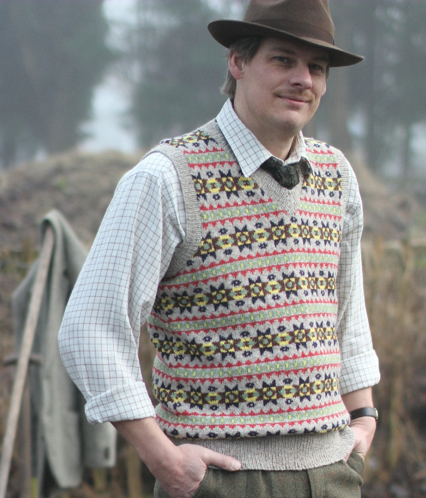 Wartime Farm Sleeveless Pullover Yarn Kit - Men's